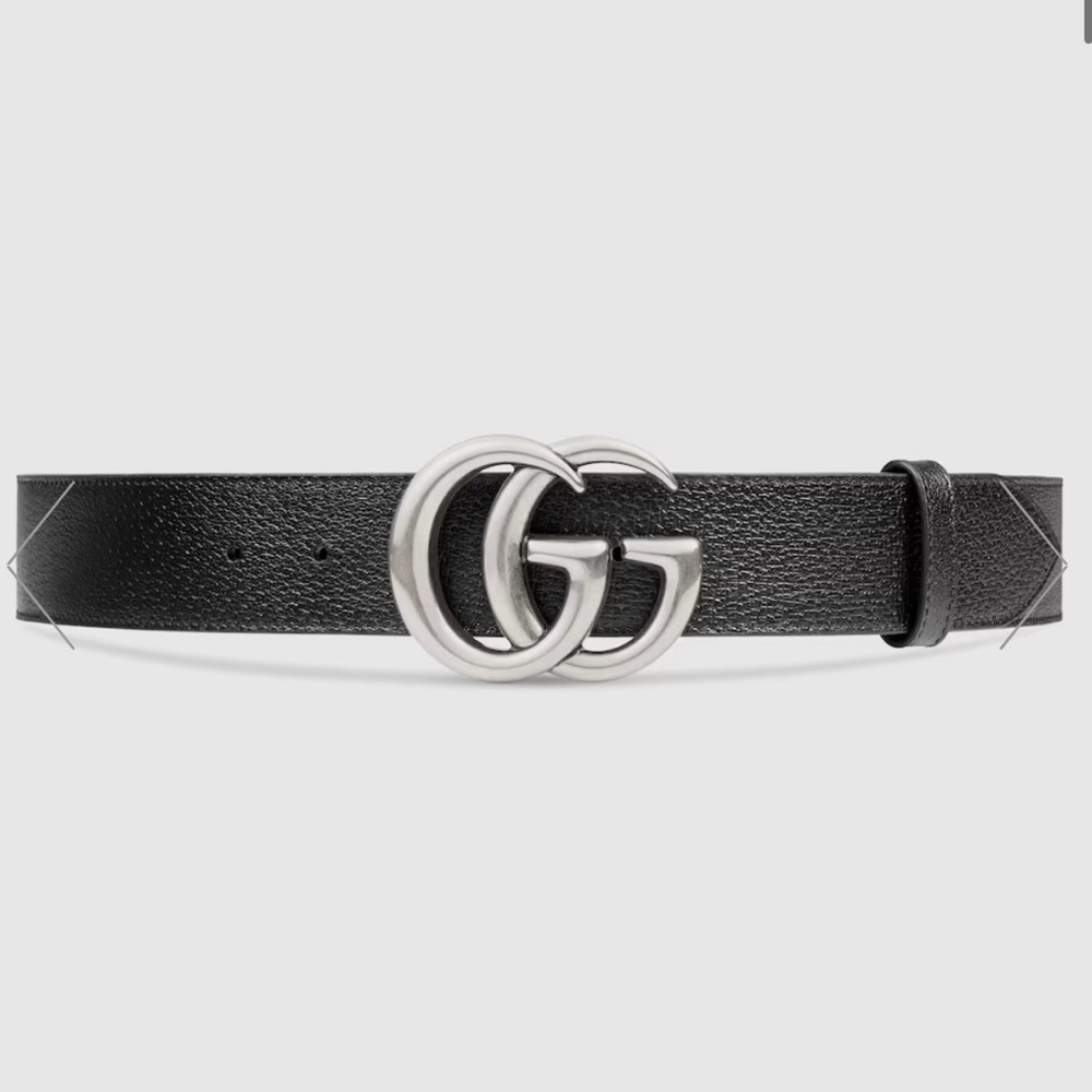 GUCCI LEATHER BELT WITH DOUBLE G BUCKLE